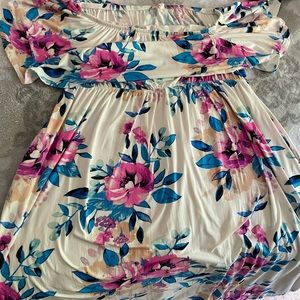 Pink Blush 3x full length strapless dress.